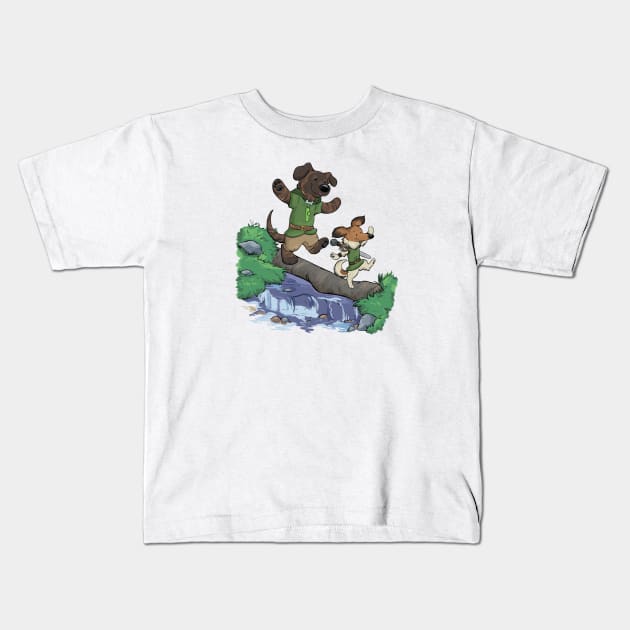 Adventure Buddies Kids T-Shirt by DnDoggos